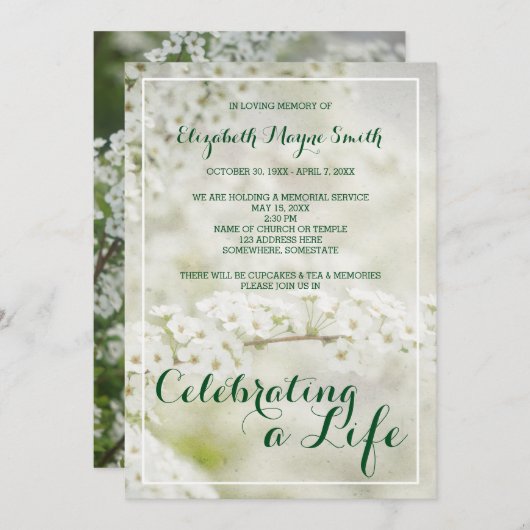 生命ベビーの呼吸を祝う告別式 招待状 (正面/裏面)