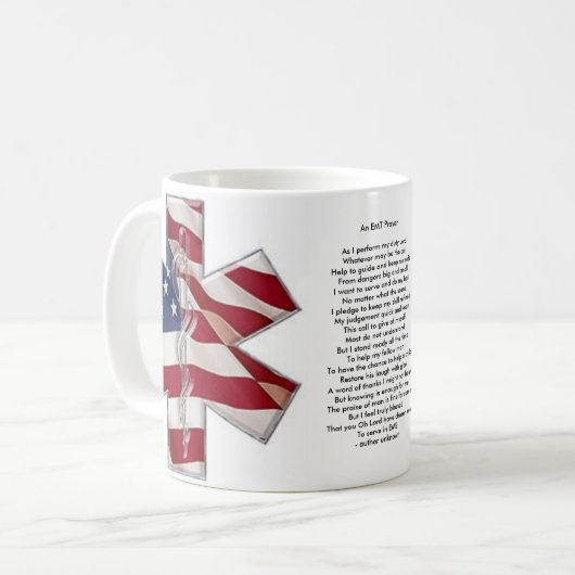 生命マグのEMTの祈りの言葉の星 コーヒーマグカップ (正面左)