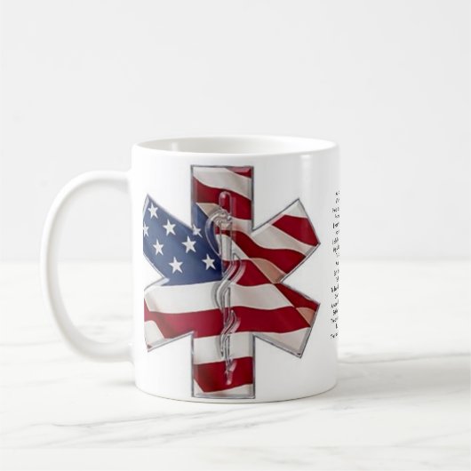 生命マグのEMTの祈りの言葉の星 コーヒーマグカップ (左)