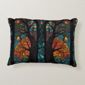 生命モザイクのステンドグラス効果の木 アクセントクッション (裏面)