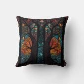 生命モザイクのステンドグラス効果の木 クッション (裏面)