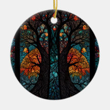 生命モザイクのステンドグラス効果の木
