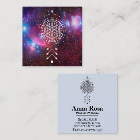生命ヨガの霊気の占星術の*~*の星雲の花 スクエア名刺 (正面/裏面)