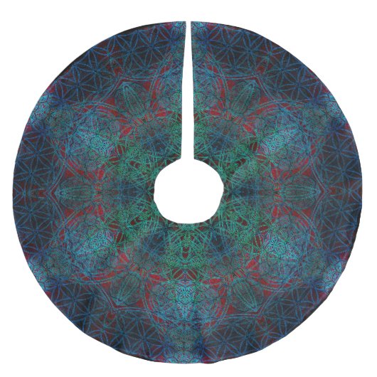 生命六角形の曼荼羅の木のスカートの花 ブラッシュドポリエステルツリースカート (正面)