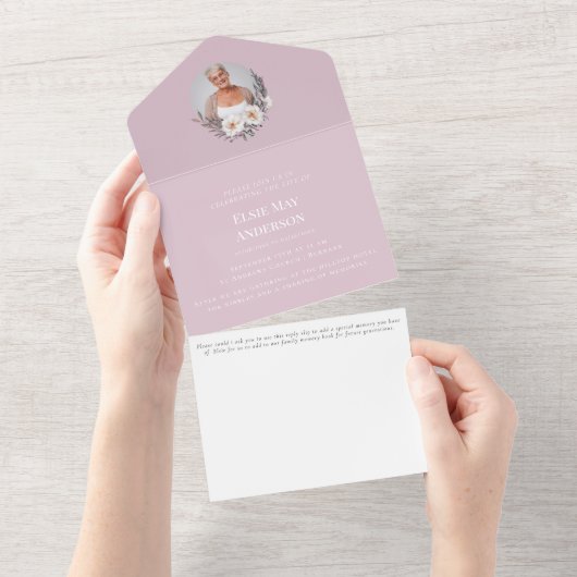 生命写真のスタイリッシュお祝いエレガント オールインワン招待状 (貼ってはがせる)