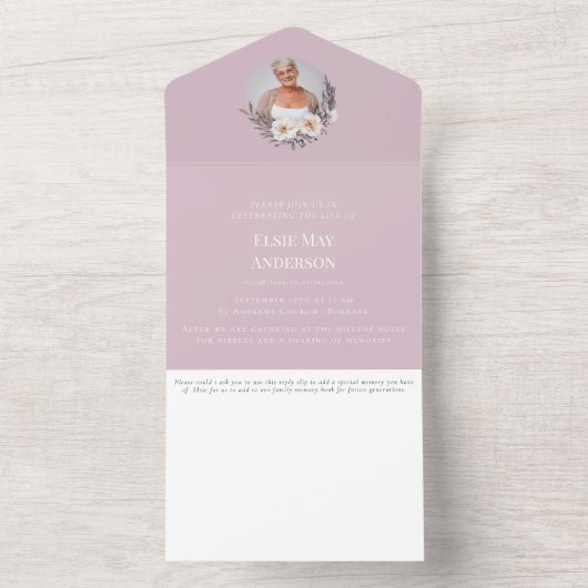 生命写真のスタイリッシュお祝いエレガント オールインワン招待状 (内側)