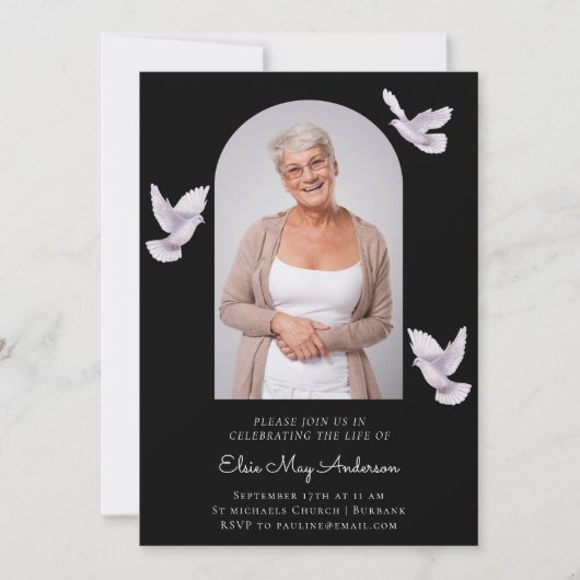 生命写真のスタイリッシュお祝いエレガント 招待状 (正面)