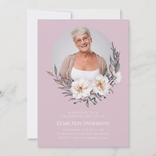 生命写真のスタイリッシュお祝いエレガント 招待状 (正面)