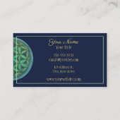 生命名刺の青および緑の花 名刺 (正面)