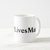 生命問題のHashtagの黒いマグ コーヒーマグカップ (正面右)