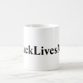 生命問題のHashtagの黒いマグ コーヒーマグカップ (中央)