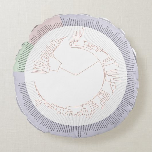 生命図丸い枕の系統樹 ラウンドクッション (正面)