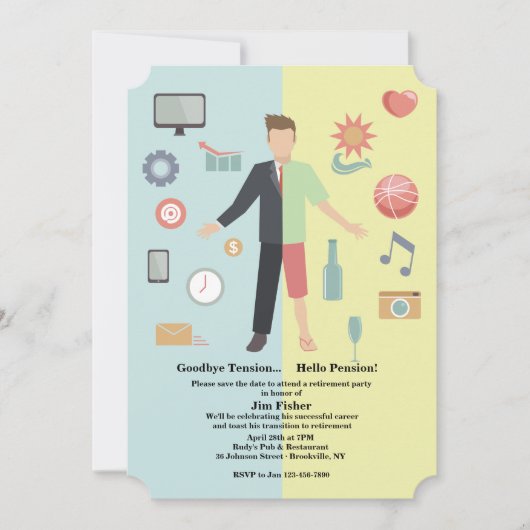 生命変更の退職のパーティの招待状 セーブザデート (正面)