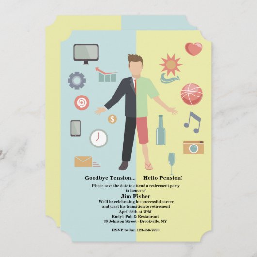 生命変更の退職のパーティの招待状 セーブザデート (正面/裏面)