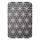 生命大きいパターン-黒の白の花 バスマット (正面縦)