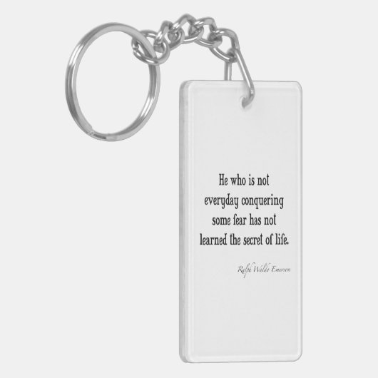 生命引用文のヴィンテージのエマーソンの感動的な秘密 キーホルダー (正面左)