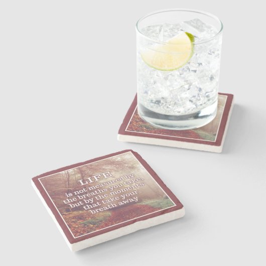 生命引用文の石のコースター ストーンコースター (横)