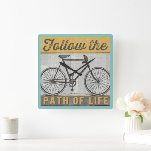 生命引用文の道を後を追って下さい スクエア壁時計 (ホーム)