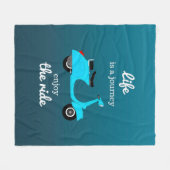 生命感動的な引用文の青いグラデーション フリースブランケット (正面(横))