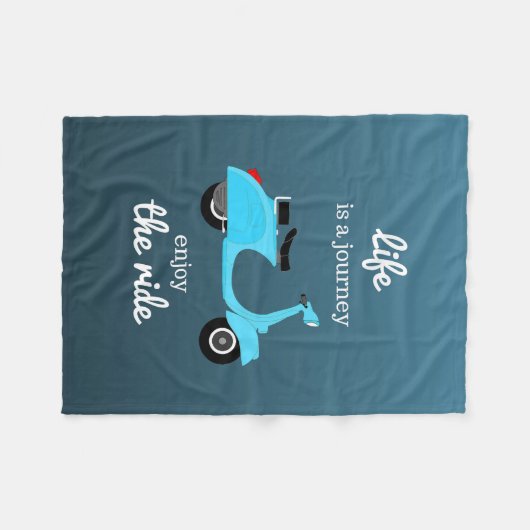 生命感動的な引用文の青いグラデーション フリースブランケット (正面(横))