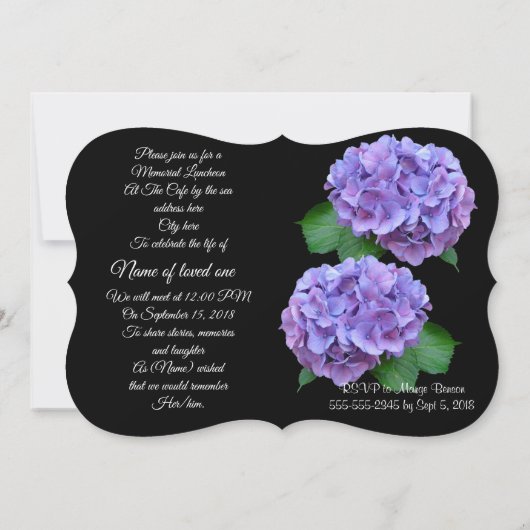 生命招待状あじさい花お祝い 招待状 (裏面)