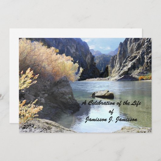 生命招待状の美しい景色のお祝い 招待状 (正面/裏面)