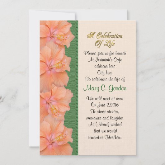 生命招待状ハイビスカスお祝い 招待状 (正面)