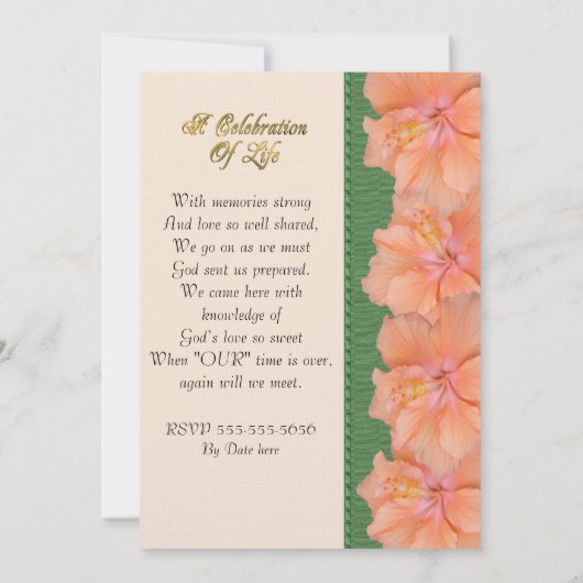 生命招待状ハイビスカスお祝い 招待状 (裏面)