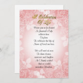 生命招待状ピンクフローラお祝い 招待状 (正面/裏面)