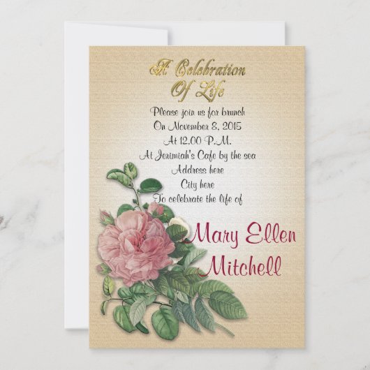 生命招待状ヴィンテージお祝い 招待状 (正面)