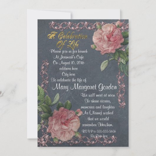 生命招待状ヴィンテージお祝い 招待状 (正面)