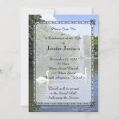 生命招待状、白鳥と噴水のお祝い 招待状 (裏面)