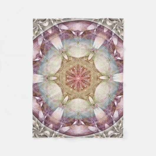 生命曼荼羅13のフリースブランケットの花 フリースブランケット (正面)