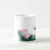 生命東洋の禅の風水のコイ及びはすの円 コーヒーマグカップ (中央)