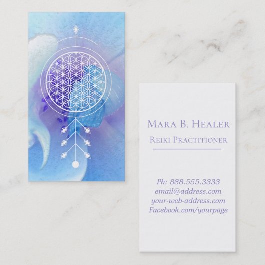 生命神聖な幾何学のヨガの霊気の*~*のばら色の花 名刺 (正面/裏面)