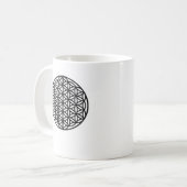 生命神聖な幾何学の記号(黒)の花 コーヒーマグカップ (正面左)
