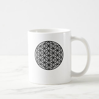生命神聖な幾何学の記号(黒)の花 コーヒーマグカップ