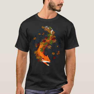 生命精神動物の水彩画のキツネの花 Tシャツ