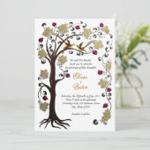 生命結婚式招待状の木(v)クリーム/ホワイト 招待状 (スタンド正面)