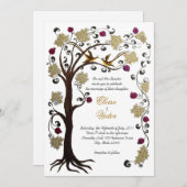 生命結婚式招待状の木(v)クリーム/ホワイト 招待状 (正面/裏面)