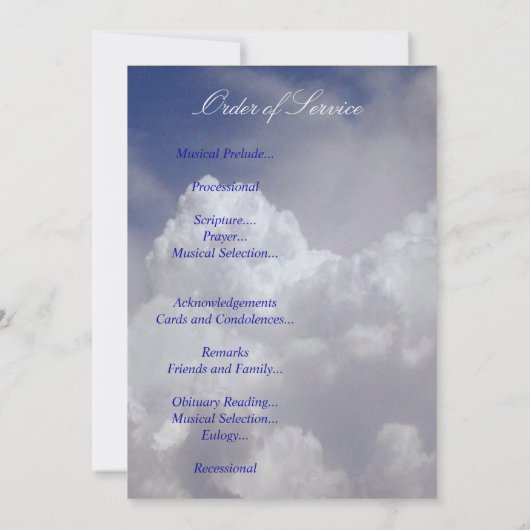 生命葬儀の招待状またはプログラムのお祝い 招待状 (裏面)