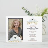 生命葬式のエレガントで青い花のお祝い サンキューカード (スタンド正面)