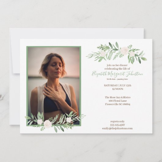 生命葬式のエレガントなアイボリーの花のお祝い サンキューカード (正面)