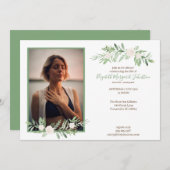 生命葬式のエレガントなアイボリーの花のお祝い サンキューカード (正面/裏面)