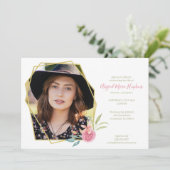 生命葬式のエレガントなピンクの花のお祝い サンキューカード (スタンド正面)