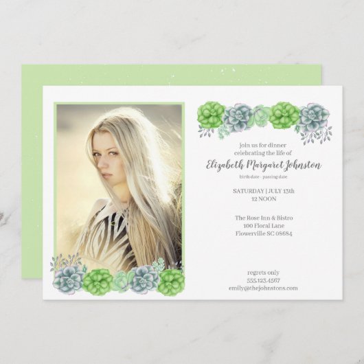 生命葬式のエレガントなSucculentsのお祝い サンキューカード (正面/裏面)