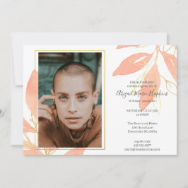 生命葬式の金ゴールドのモモの花のお祝い サンキューカード