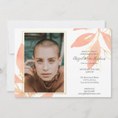 生命葬式の金ゴールドのモモの花のお祝い サンキューカード (正面)