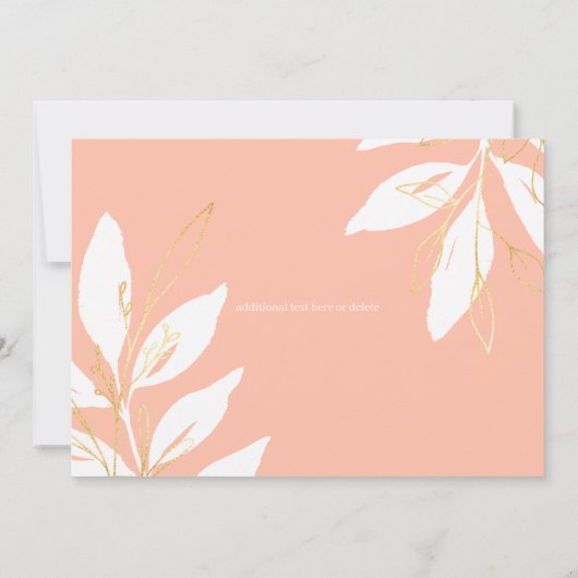 生命葬式の金ゴールドのモモの花のお祝い サンキューカード (裏面)