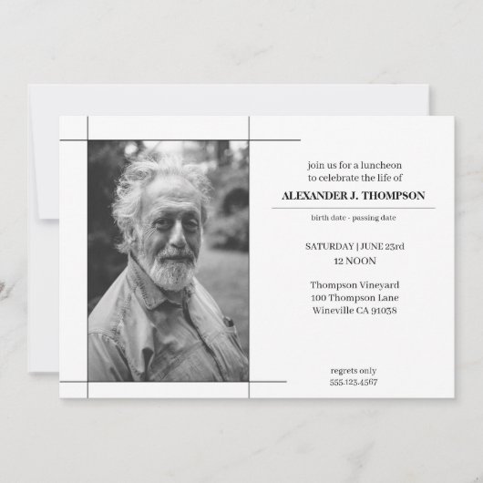 生命葬式を祝うモダンな黒及び白 サンキューカード (正面)